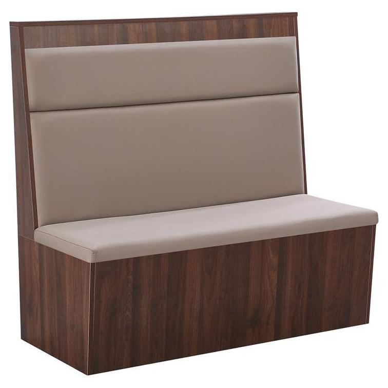 Melamine Restaurant Booth with Beige Padded Seat, Back and Walnut Veneer Base