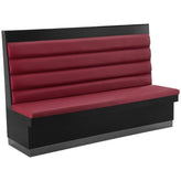 Melamine Booth with Burgundy Upholstered Seat and 4 Channel Backrest - 72"L