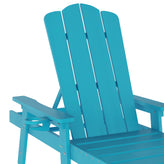 Sonora Commercial Grade Adjustable Adirondack Lounger with Cup Holder, All-Weather Indoor/Outdoor Recycled HDPE Lounge Chair in Blue
