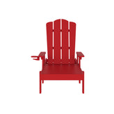 Sonora Commercial Grade Adjustable Adirondack Lounger with Cup Holder, All-Weather Indoor/Outdoor Recycled HDPE Lounge Chair in Red