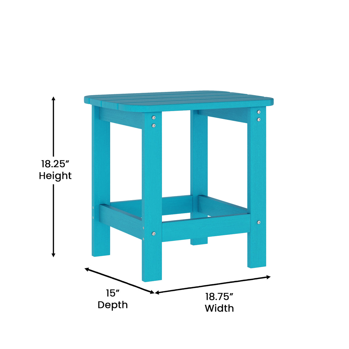 Sonora Commercial Grade 3 Piece Indoor/Outdoor Adirondack Set with 2 Adjustable HDPE Loungers with Cup Holders and 2-Tier Side Table in Blue