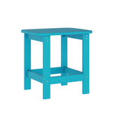 Sonora Commercial Grade 3 Piece Indoor/Outdoor Adirondack Set with 2 Adjustable HDPE Loungers with Cup Holders and 2-Tier Side Table in Blue