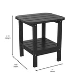 Newport HDPE 2-Tier Adirondack Side Table - All-Weather - Indoor/Outdoor Black