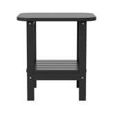 Newport HDPE 2-Tier Adirondack Side Table - All-Weather - Indoor/Outdoor Black