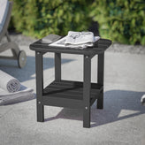 Newport HDPE 2-Tier Adirondack Side Table - All-Weather - Indoor/Outdoor Black