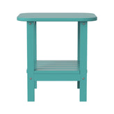Newport HDPE 2-Tier Adirondack Side Table - All-Weather - Indoor/Outdoor Blue
