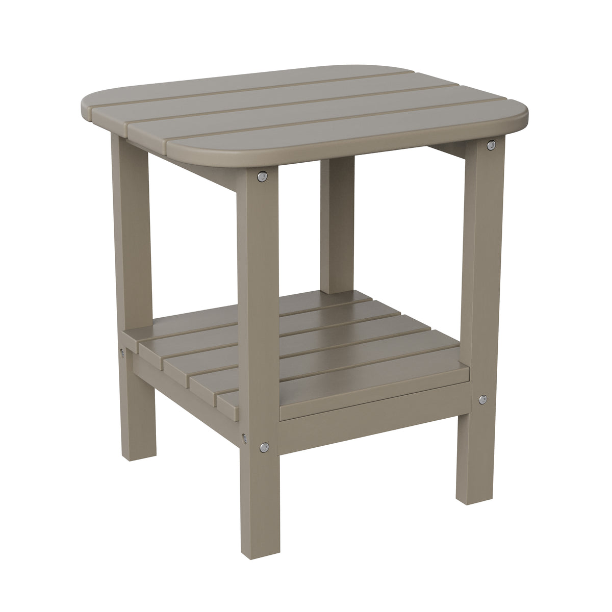 Newport HDPE 2-Tier Adirondack Side Table - All-Weather - Indoor/Outdoor Brown