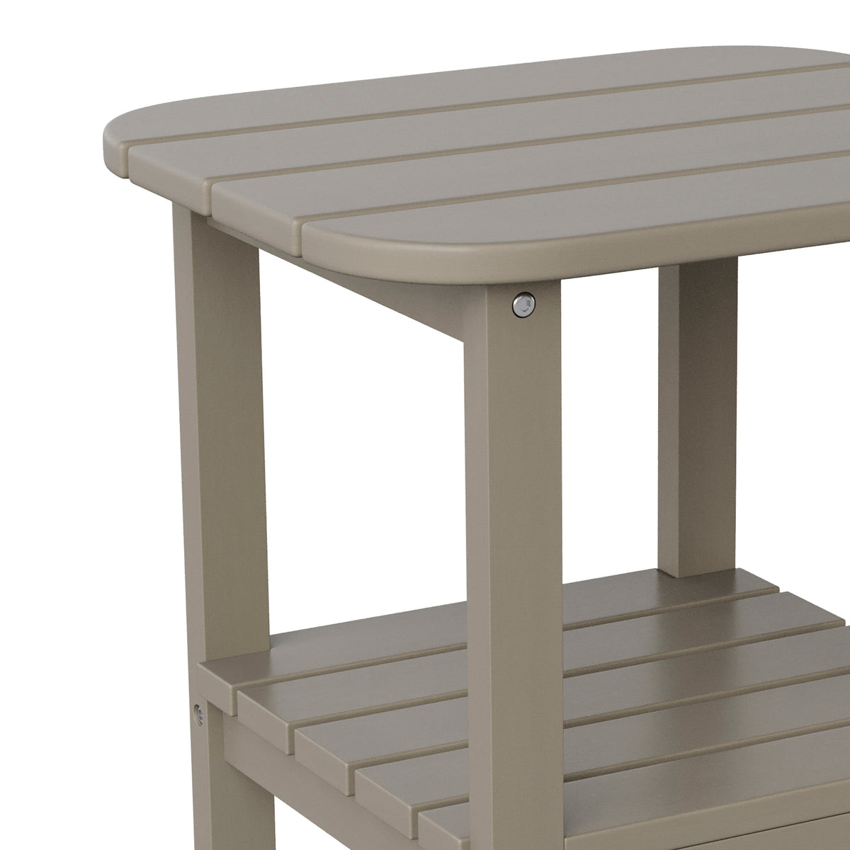 Newport HDPE 2-Tier Adirondack Side Table - All-Weather - Indoor/Outdoor Brown