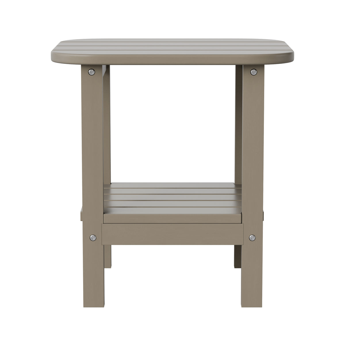 Newport HDPE 2-Tier Adirondack Side Table - All-Weather - Indoor/Outdoor Brown