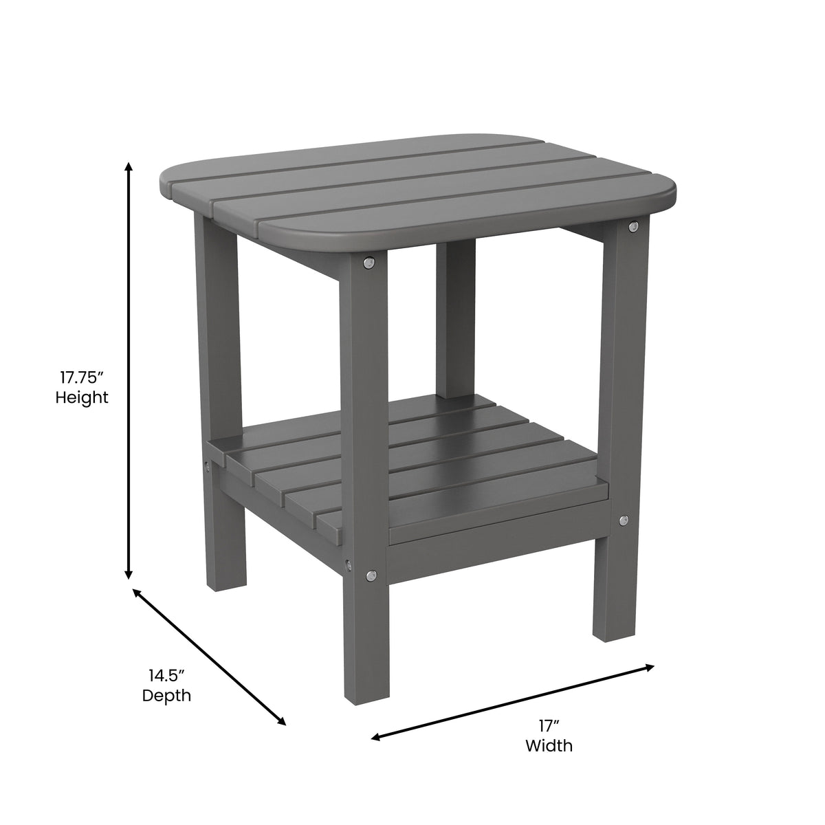 Newport HDPE 2-Tier Adirondack Side Table - All-Weather - Indoor/Outdoor Gray
