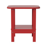 Newport HDPE 2-Tier Adirondack Side Table - All-Weather - Indoor/Outdoor Red
