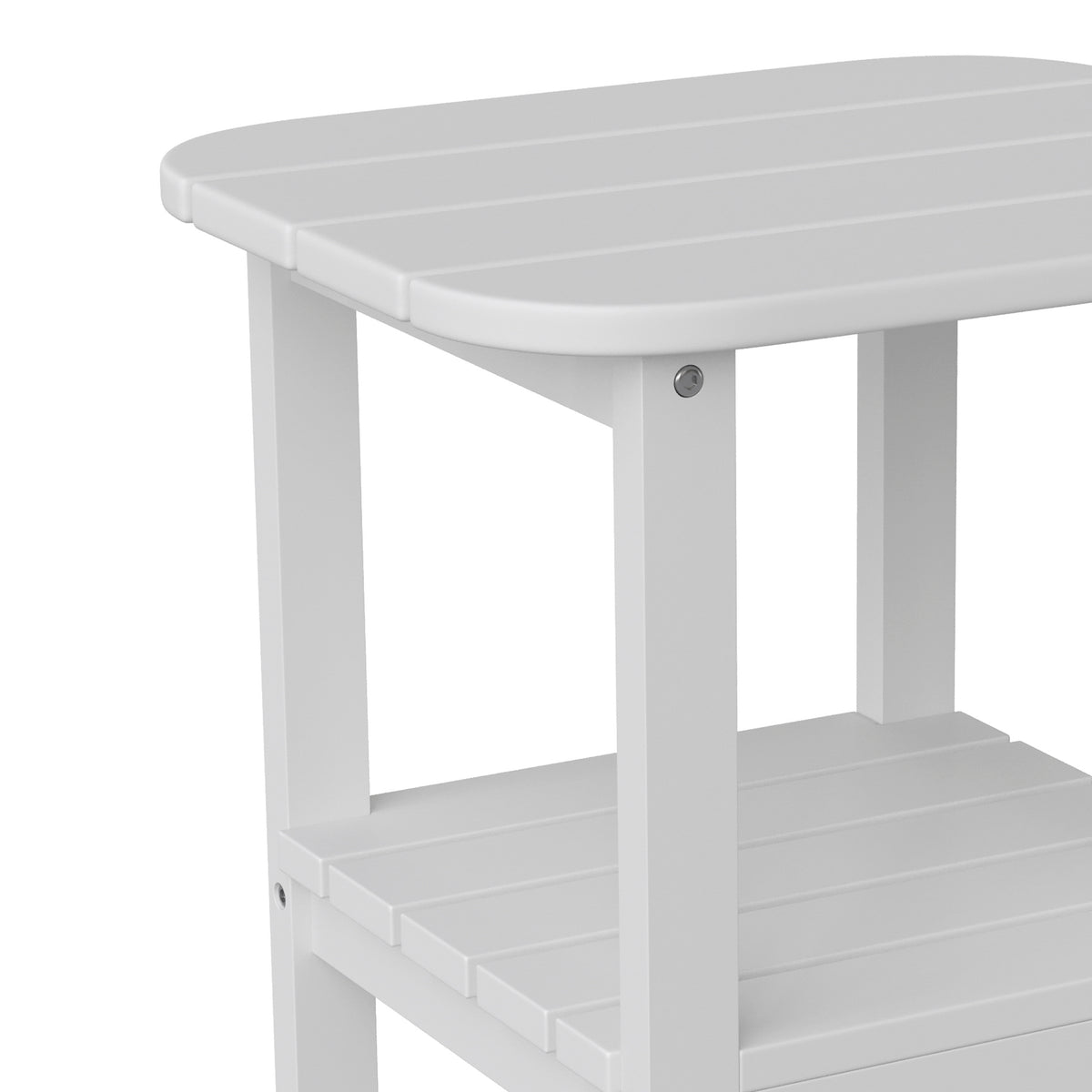 Newport HDPE 2-Tier Adirondack Side Table - All-Weather - Indoor/Outdoor White