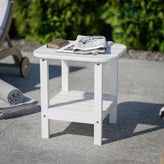 Newport HDPE 2-Tier Adirondack Side Table - All-Weather - Indoor/Outdoor White
