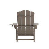Newport Adirondack Chair with Cup Holder, Weather Resistant HDPE Adirondack Chair in Brown