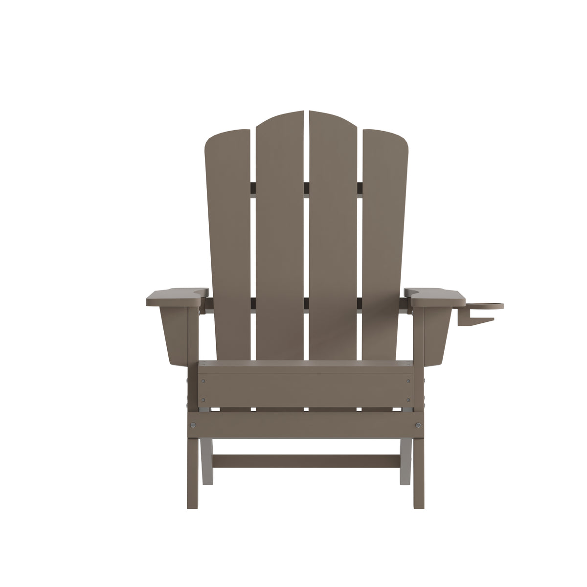 Newport Adirondack Chair with Cup Holder, Weather Resistant HDPE Adirondack Chair in Brown