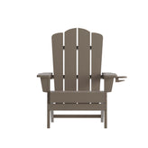 Newport Adirondack Chair with Cup Holder, Weather Resistant HDPE Adirondack Chair in Brown
