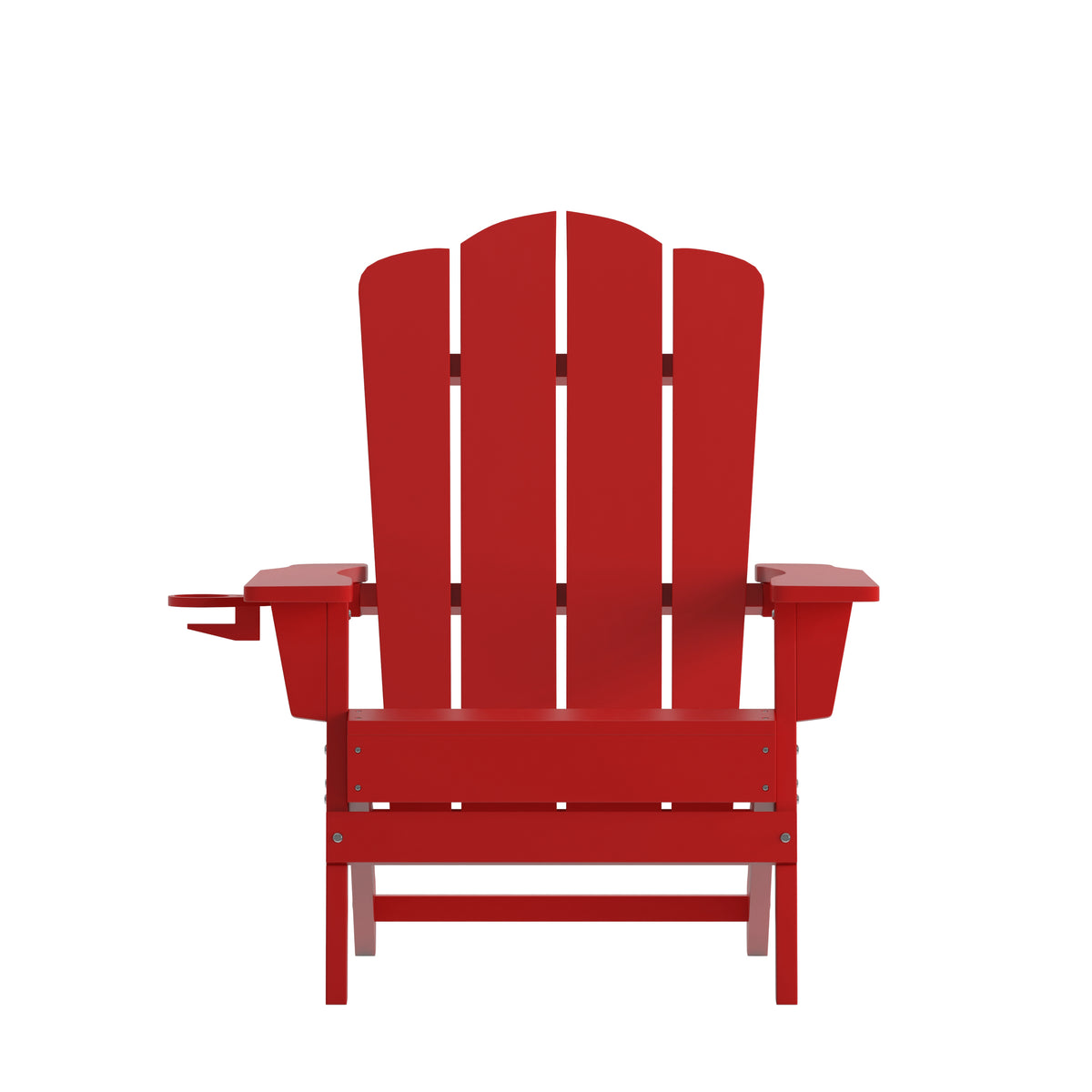 Newport Adirondack Chair with Cup Holder, Weather Resistant HDPE Adirondack Chair in Red