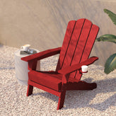 Newport Adirondack Chair with Cup Holder, Weather Resistant HDPE Adirondack Chair in Red