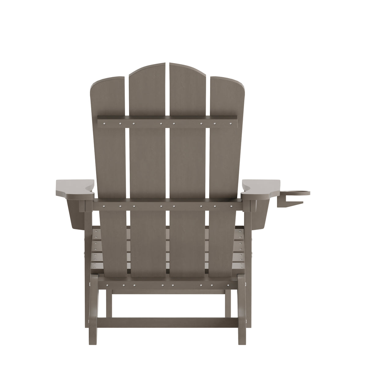Newport HDPE Adirondack Chair with Cup Holder and Pull Out Ottoman, All-Weather HDPE Indoor/Outdoor Lounge Chair in Brown