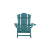 Newport Adirondack Rocking Chair with Cup Holder, Weather Resistant HDPE Adirondack Rocking Chair in Blue