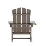 Newport Adirondack Rocking Chair with Cup Holder, Weather Resistant HDPE Adirondack Rocking Chair in Brown