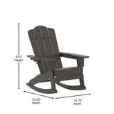 Newport Adirondack Rocking Chair with Cup Holder, Weather Resistant HDPE Adirondack Rocking Chair in Gray
