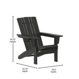 Halifax Adirondack Chair with Cup Holder, Weather Resistant HDPE Adirondack Chair in Black