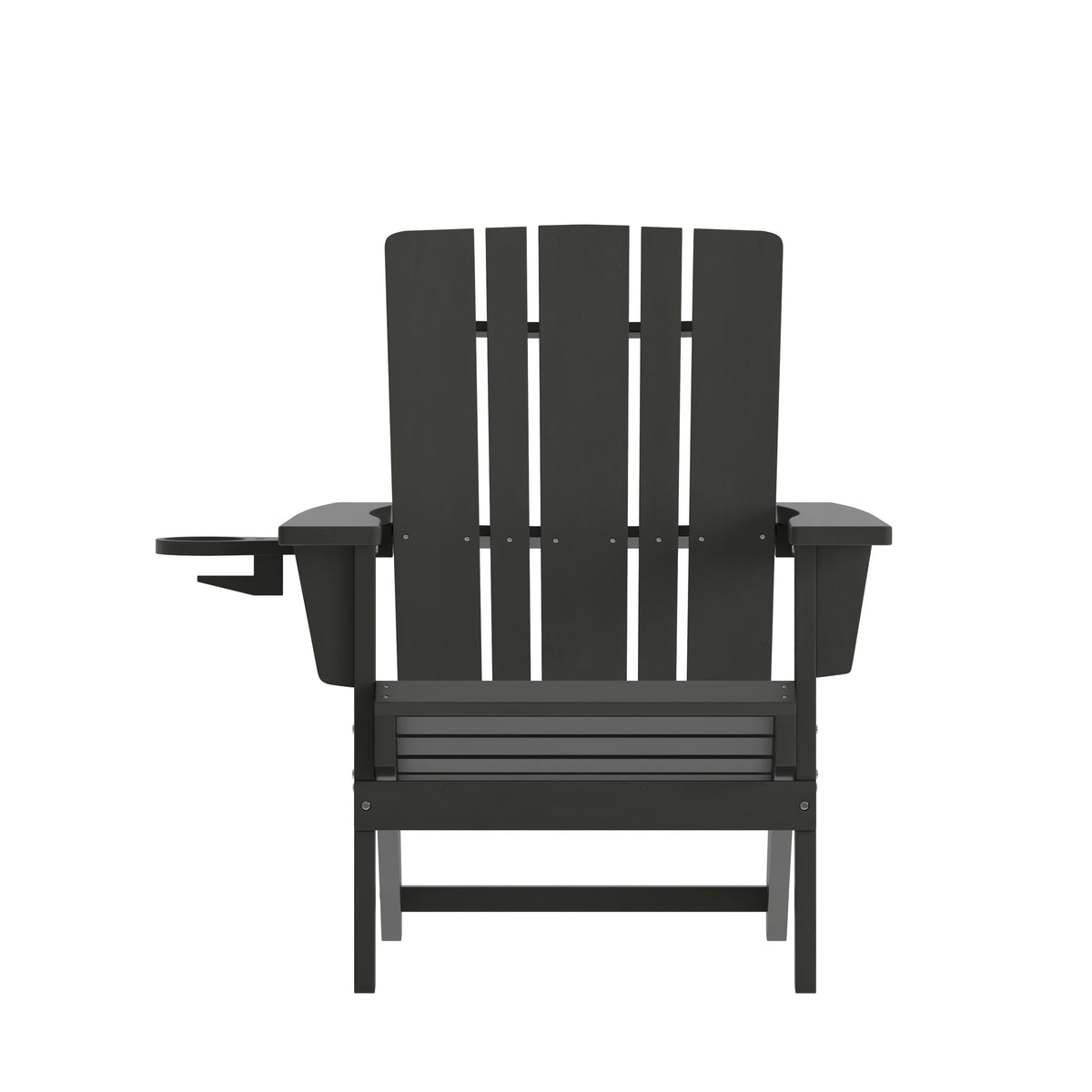 Halifax Adirondack Chair with Cup Holder, Weather Resistant HDPE Adirondack Chair in Black