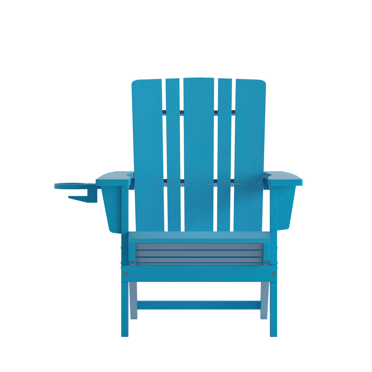 Halifax Adirondack Chair with Cup Holder, Weather Resistant HDPE Adirondack Chair in Blue