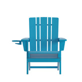 Halifax Adirondack Chair with Cup Holder, Weather Resistant HDPE Adirondack Chair in Blue