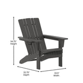 Halifax Adirondack Chair with Cup Holder, Weather Resistant HDPE Adirondack Chair in Gray