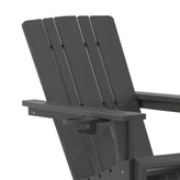 Halifax Adirondack Chair with Cup Holder, Weather Resistant HDPE Adirondack Chair in Gray