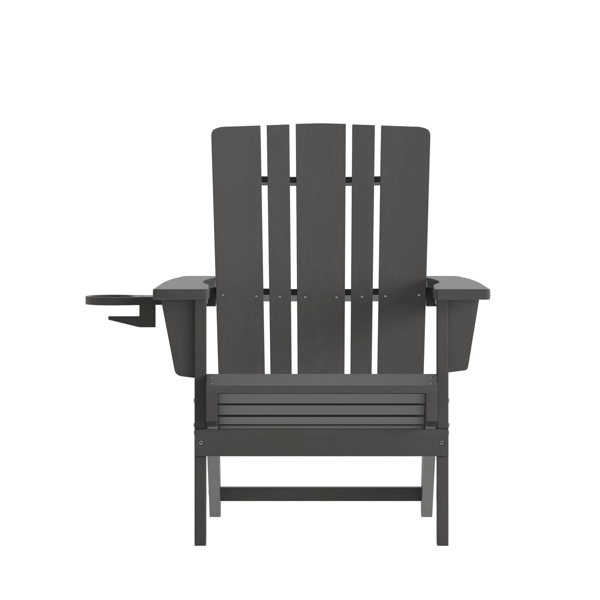 Halifax Adirondack Chair with Cup Holder, Weather Resistant HDPE Adirondack Chair in Gray