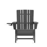 Halifax Adirondack Chair with Cup Holder, Weather Resistant HDPE Adirondack Chair in Gray