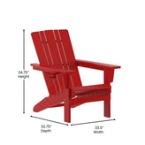 Halifax Adirondack Chair with Cup Holder, Weather Resistant HDPE Adirondack Chair in Red