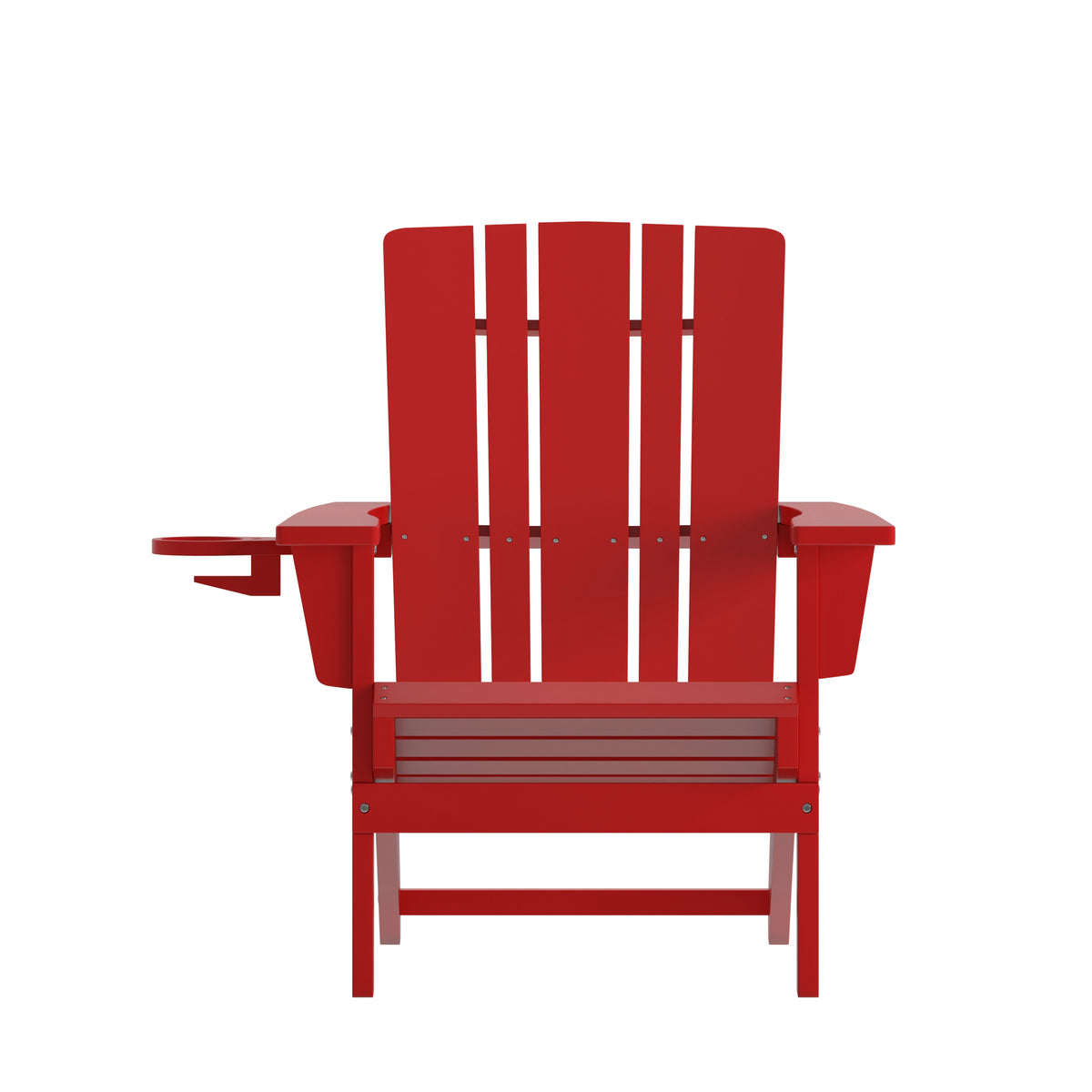 Halifax Adirondack Chair with Cup Holder, Weather Resistant HDPE Adirondack Chair in Red