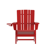 Halifax Adirondack Chair with Cup Holder, Weather Resistant HDPE Adirondack Chair in Red