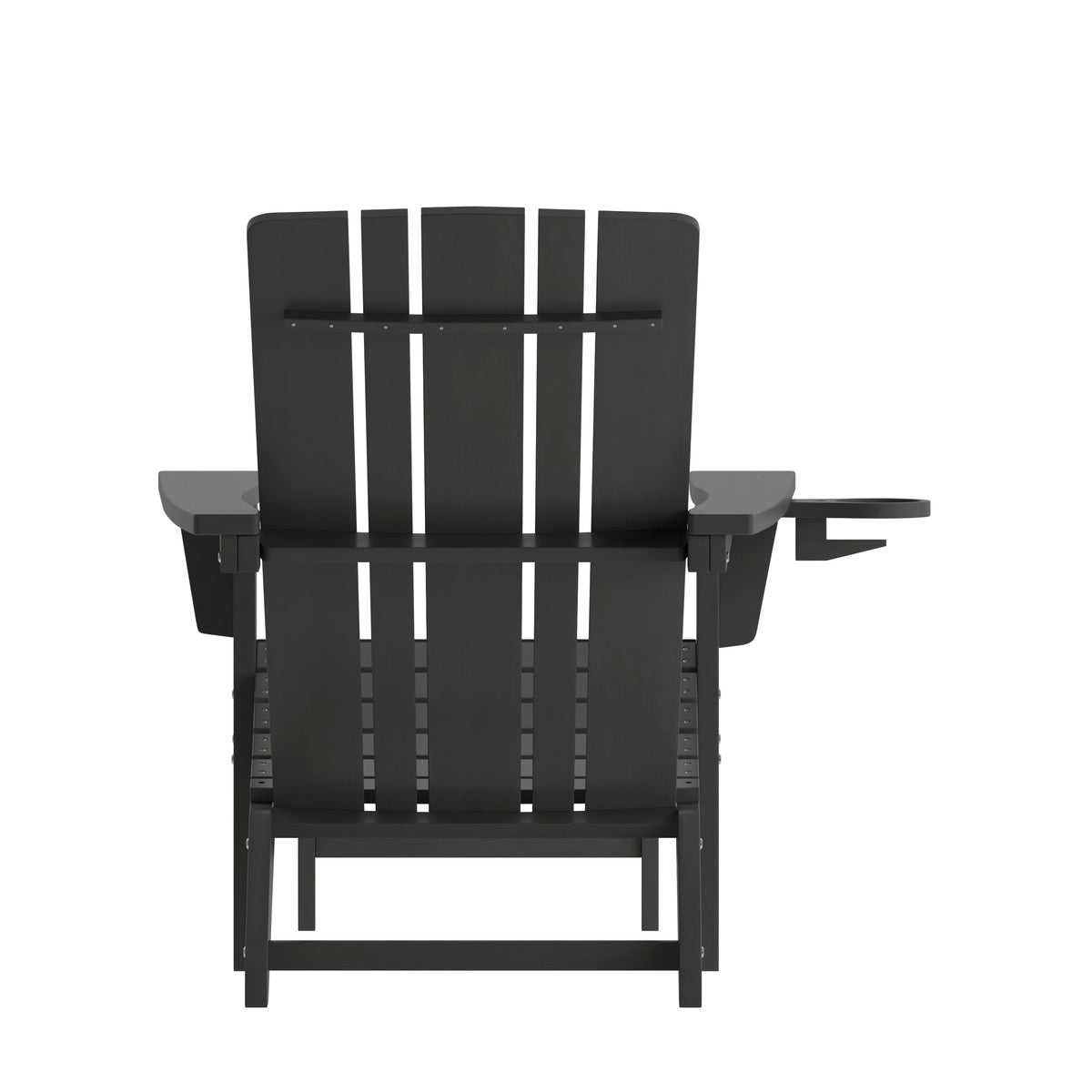 Halifax HDPE Adirondack Chair with Cup Holder and Pull Out Ottoman, All-Weather HDPE Indoor/Outdoor Lounge Chair in Black