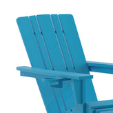 Halifax HDPE Adirondack Chair with Cup Holder and Pull Out Ottoman, All-Weather HDPE Indoor/Outdoor Lounge Chair in Blue