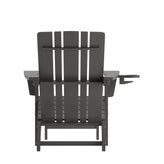 Halifax HDPE Adirondack Chair with Cup Holder and Pull Out Ottoman, All-Weather HDPE Indoor/Outdoor Lounge Chair in Gray