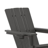 Halifax HDPE Adirondack Chair with Cup Holder and Pull Out Ottoman, All-Weather HDPE Indoor/Outdoor Lounge Chair in Gray