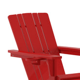 Halifax HDPE Adirondack Chair with Cup Holder and Pull Out Ottoman, All-Weather HDPE Indoor/Outdoor Lounge Chair in Red