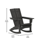 Halifax Adirondack Rocking Chair with Cup Holder, Weather Resistant HDPE Adirondack Rocking Chair in Black