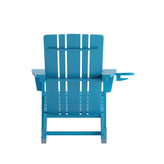 Halifax Adirondack Rocking Chair with Cup Holder, Weather Resistant HDPE Adirondack Rocking Chair in Blue