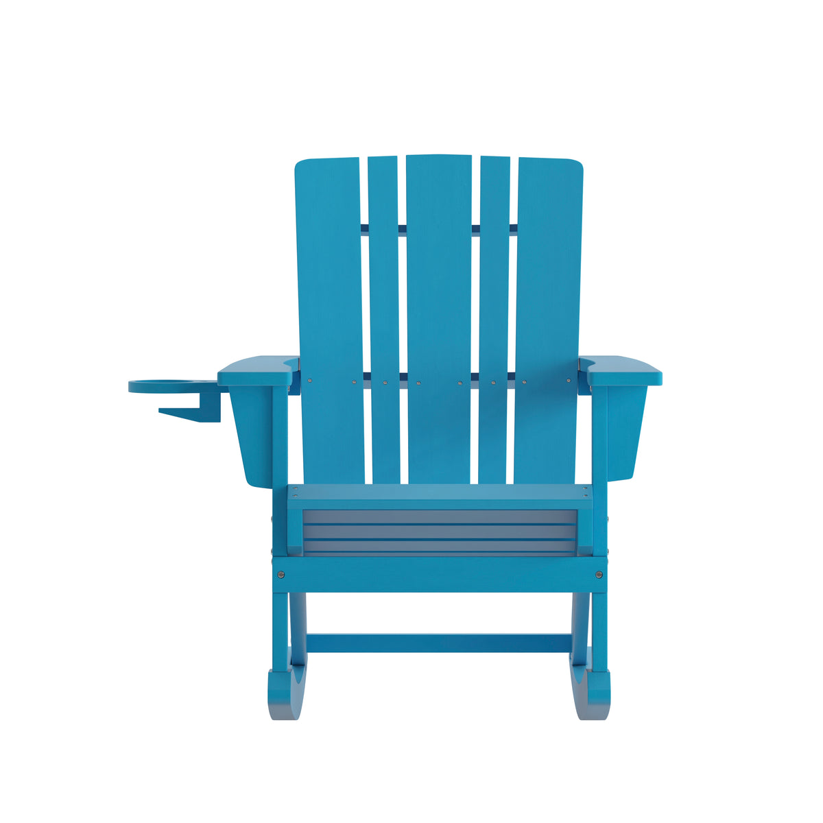 Halifax Adirondack Rocking Chair with Cup Holder, Weather Resistant HDPE Adirondack Rocking Chair in Blue