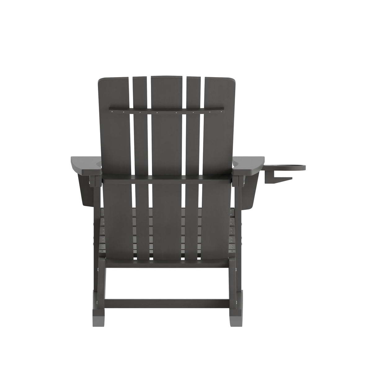 Halifax Adirondack Rocking Chair with Cup Holder, Weather Resistant HDPE Adirondack Rocking Chair in Gray