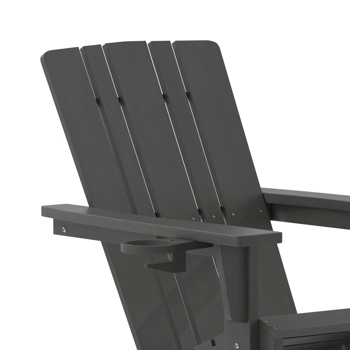 Halifax Adirondack Rocking Chair with Cup Holder, Weather Resistant HDPE Adirondack Rocking Chair in Gray
