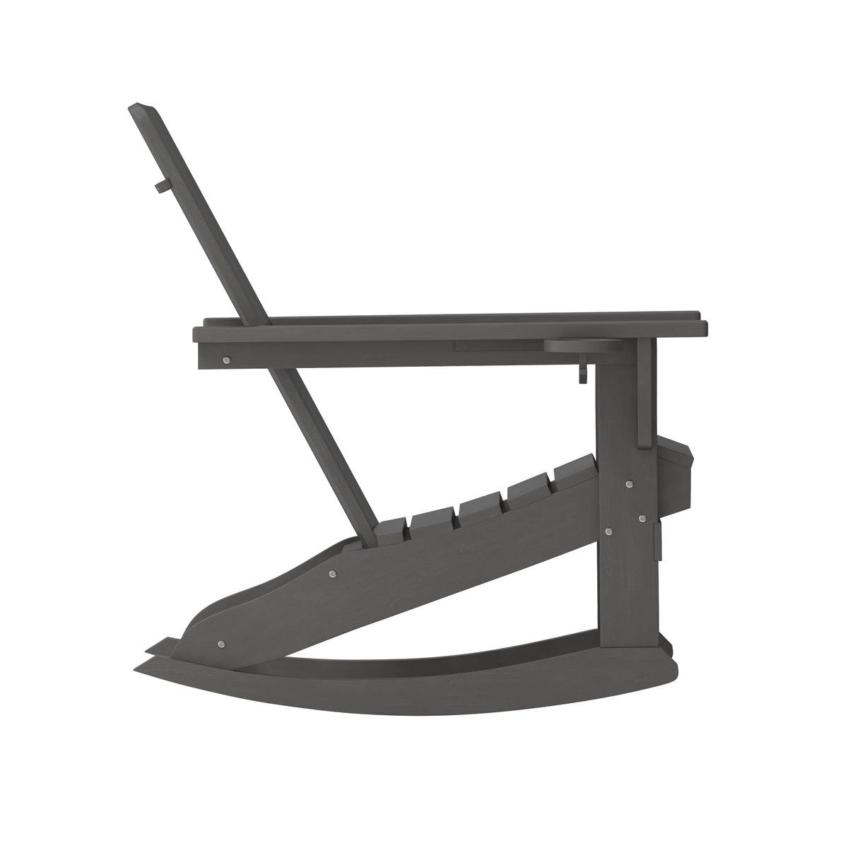 Halifax Adirondack Rocking Chair with Cup Holder, Weather Resistant HDPE Adirondack Rocking Chair in Gray