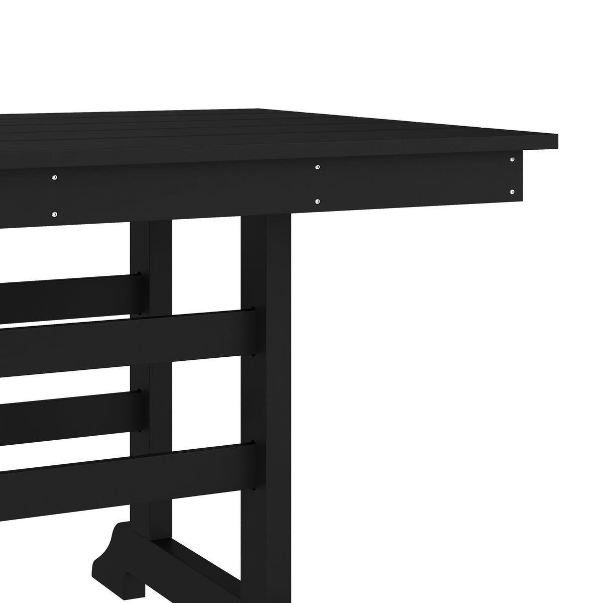 Abraham Commercial Grade Indoor/Outdoor 72" Rectangle Recycled HDPE Adirondack Dining Table for 6 in Black