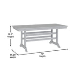 Abraham Commercial Grade Indoor/Outdoor 72" Rectangle Recycled HDPE Adirondack Dining Table for 6 in Gray